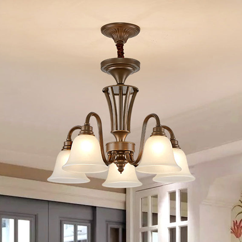 Frosted Glass Chandelier Light Retro Style Pendant Fixture For Living Room