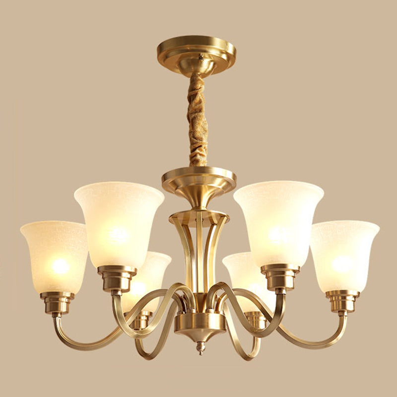 Frosted Glass Chandelier Light Retro Style Pendant Fixture For Living Room