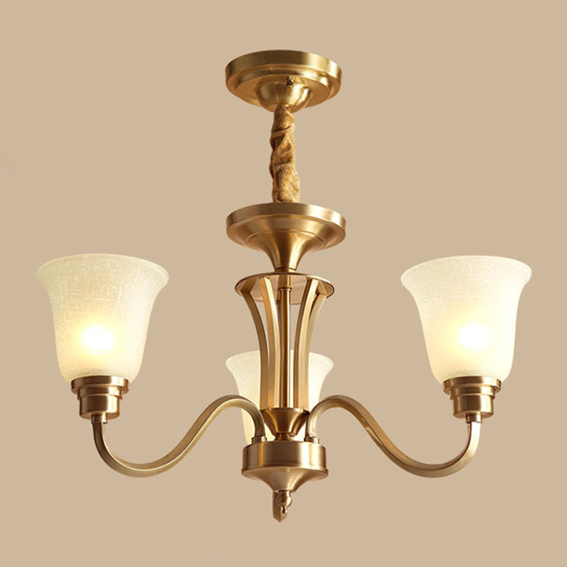 Frosted Glass Chandelier Light Retro Style Pendant Fixture For Living Room