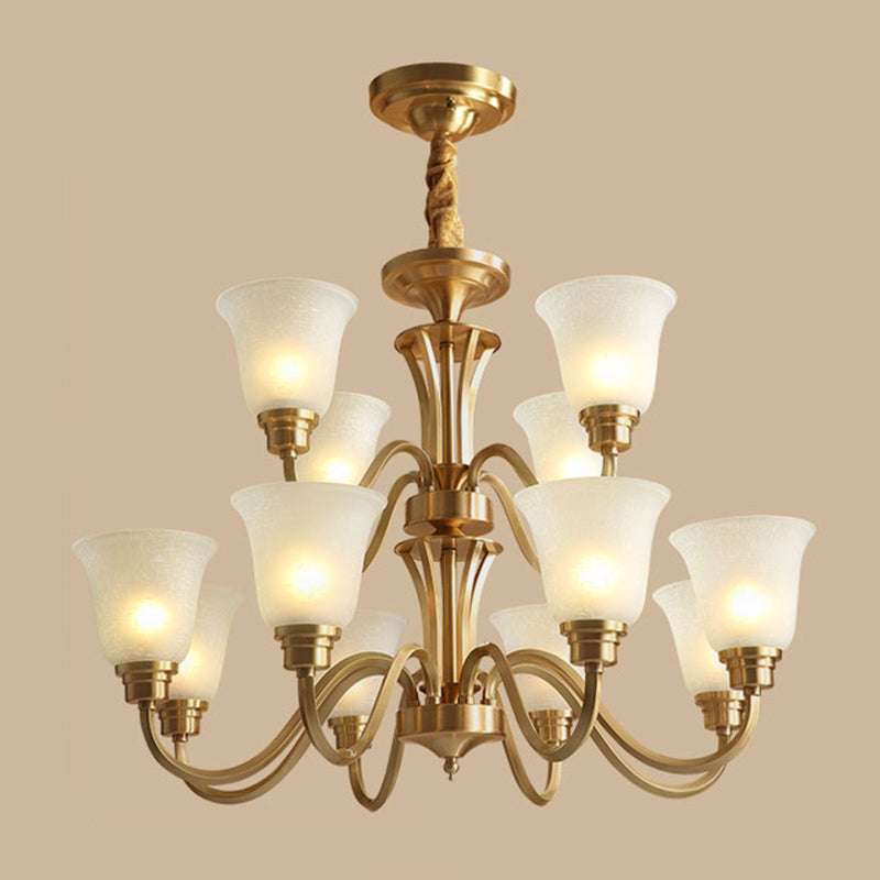 Frosted Glass Chandelier Light Retro Style Pendant Fixture For Living Room