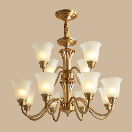 Frosted Glass Chandelier Light Retro Style Pendant Fixture For Living Room