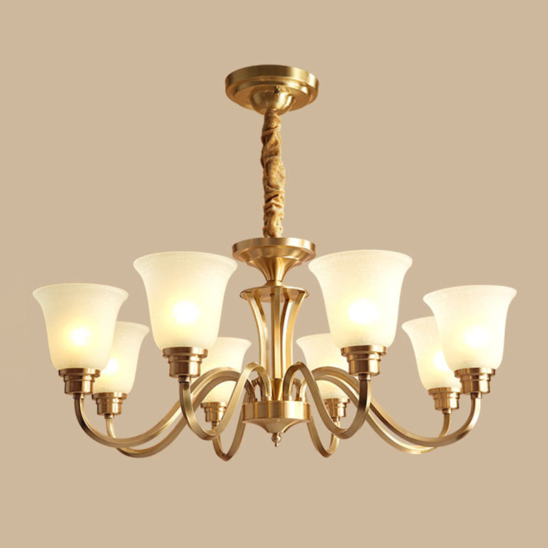 Frosted Glass Chandelier Light Retro Style Pendant Fixture For Living Room