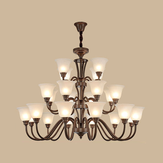 Frosted Glass Chandelier Light Retro Style Pendant Fixture For Living Room