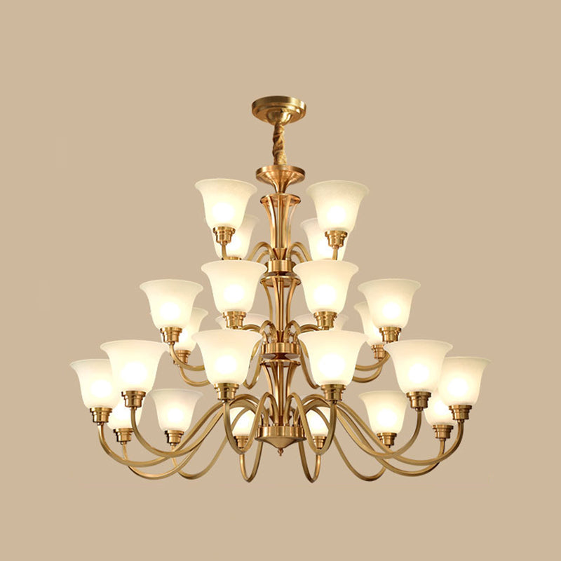 Frosted Glass Chandelier Light Retro Style Pendant Fixture For Living Room