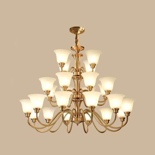 Frosted Glass Chandelier Light Retro Style Pendant Fixture For Living Room