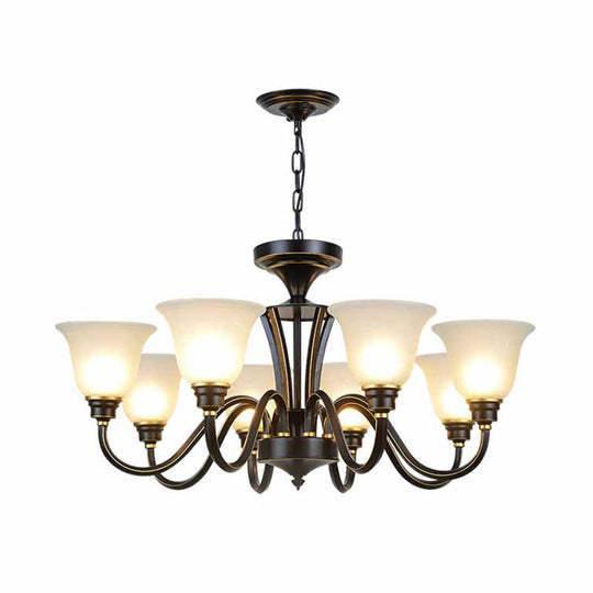 Handblown Glass Bell Suspension Chandelier - Rustic Living Room Light Fixture