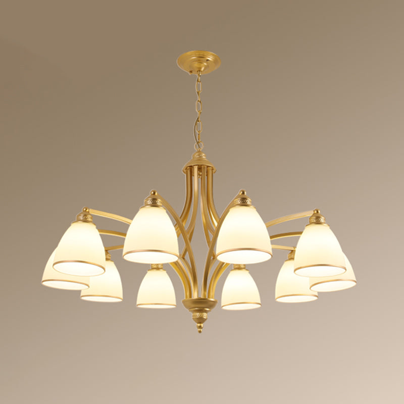 Opal Glass Pendant Light Fixture - Classic Bell Chandelier For Living Room