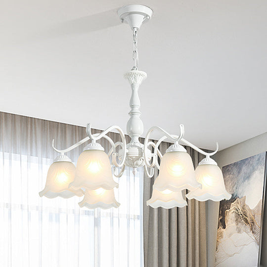 Handblown Glass Suspension Light Rustic Chandelier In White For Living Room