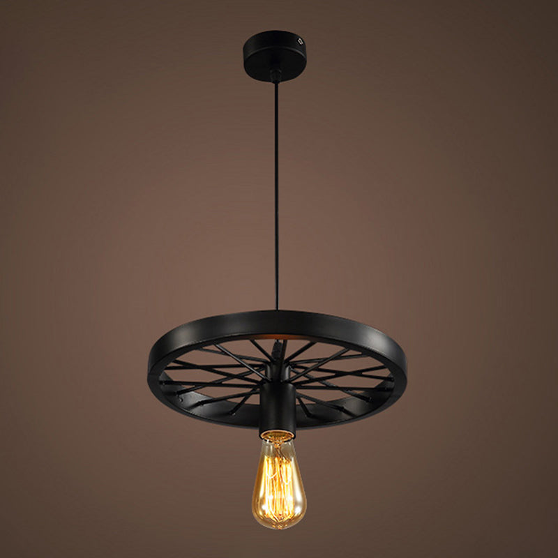 Vintage Style Open Bulb Pendant Light Metallic Finish For Restaurant Island Lighting Black