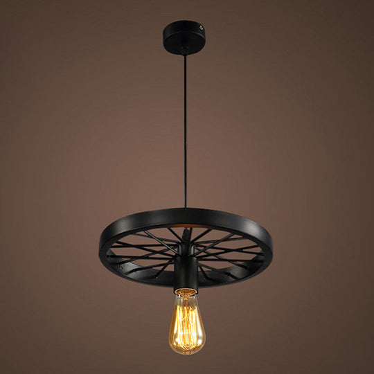 Vintage Style Open Bulb Pendant Light Metallic Finish For Restaurant Island Lighting Black