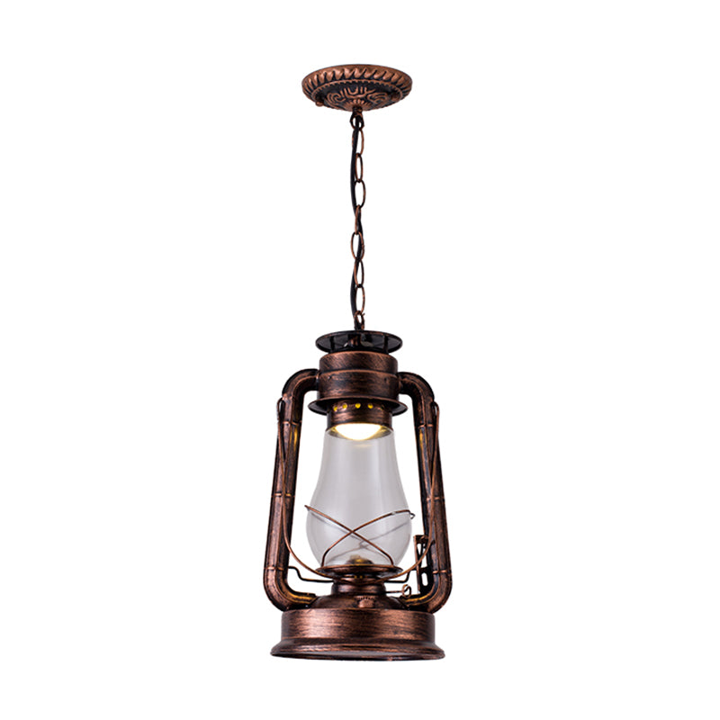 Simplicity Lantern Hanging Light - Metallic Kerosene Lighting for Restaurants - 1 Bulb