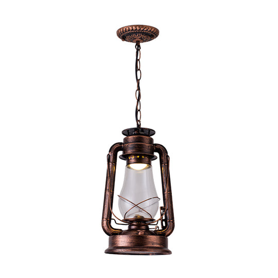 Simplicity Lantern Hanging Light For Restaurants With Metallic Kerosene Bulb