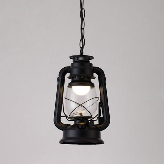 Simplicity Lantern Hanging Light - Metallic Kerosene Lighting for Restaurants - 1 Bulb