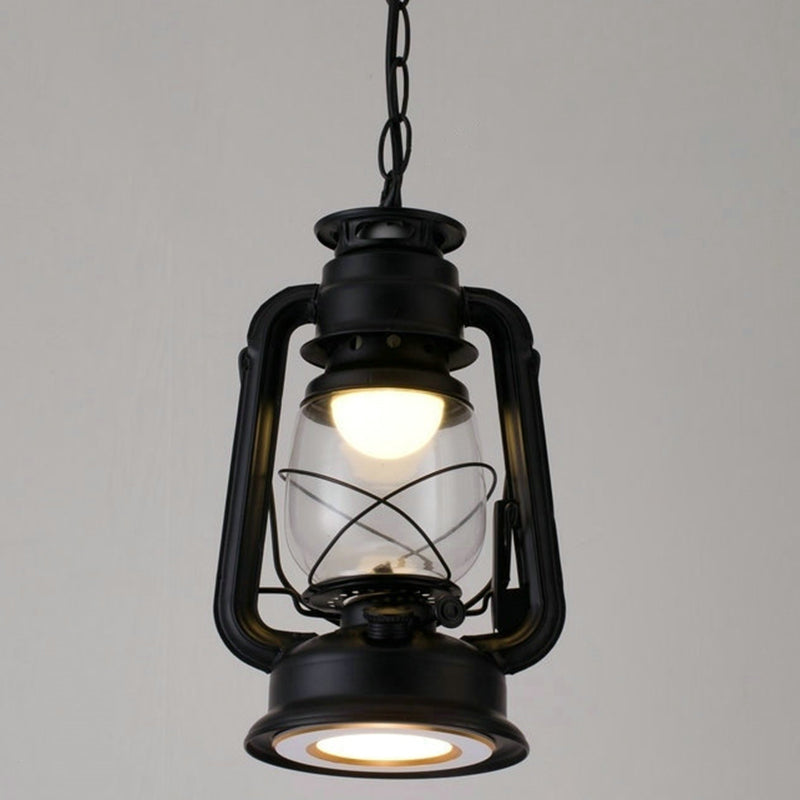 Simplicity Lantern Hanging Light - Metallic Kerosene Lighting for Restaurants - 1 Bulb