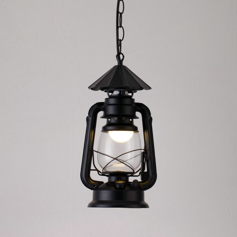 Simplicity Lantern Hanging Light - Metallic Kerosene Lighting for Restaurants - 1 Bulb