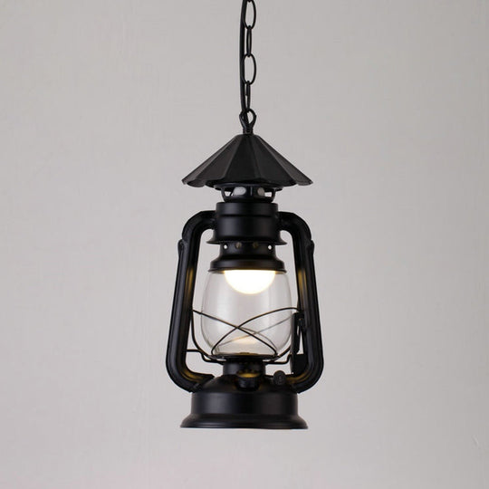 Simplicity Lantern Hanging Light - Metallic Kerosene Lighting for Restaurants - 1 Bulb