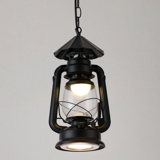 Simplicity Lantern Hanging Light - Metallic Kerosene Lighting for Restaurants - 1 Bulb