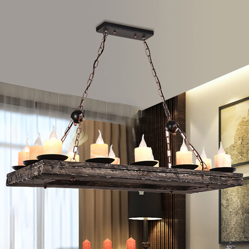 Iron Lantern Chandelier, antique pendant lighting for commercial restaurants with wooden accents