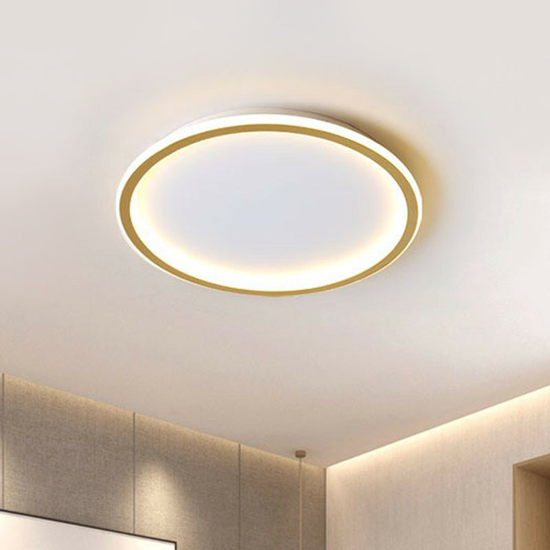 Modern Ultrathin Circle Flush Ceiling Light in Gold with LED for Living Room - Simplicity Series