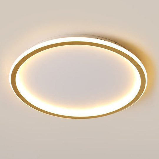 Modern Ultrathin Circle Flush Ceiling Light in Gold with LED for Living Room - Simplicity Series