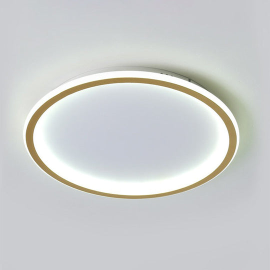 Modern Ultrathin Circle Flush Ceiling Light in Gold with LED for Living Room - Simplicity Series