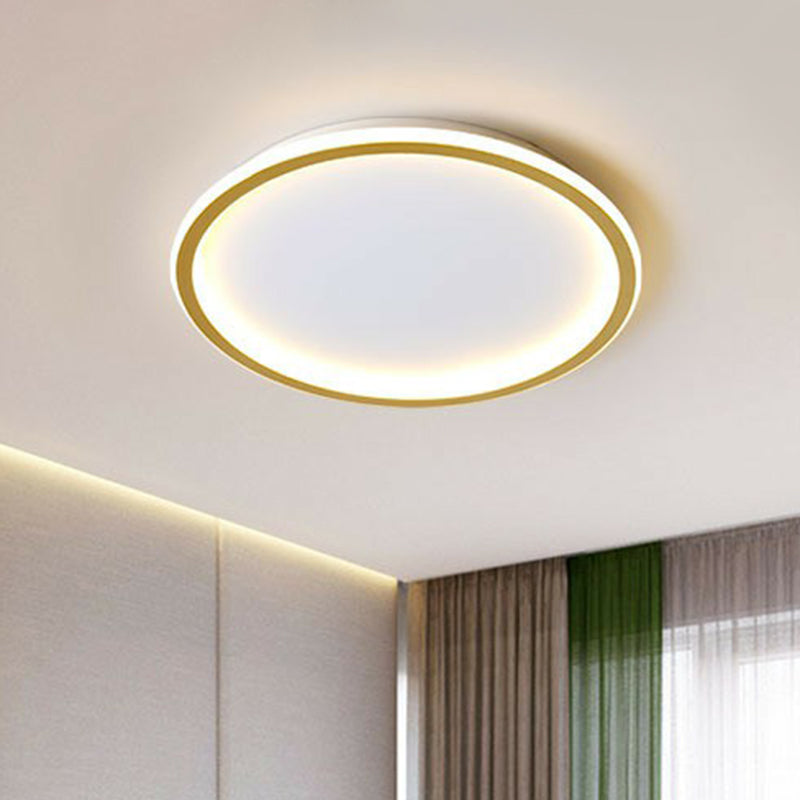 Modern Ultrathin Circle Flush Ceiling Light in Gold with LED for Living Room - Simplicity Series