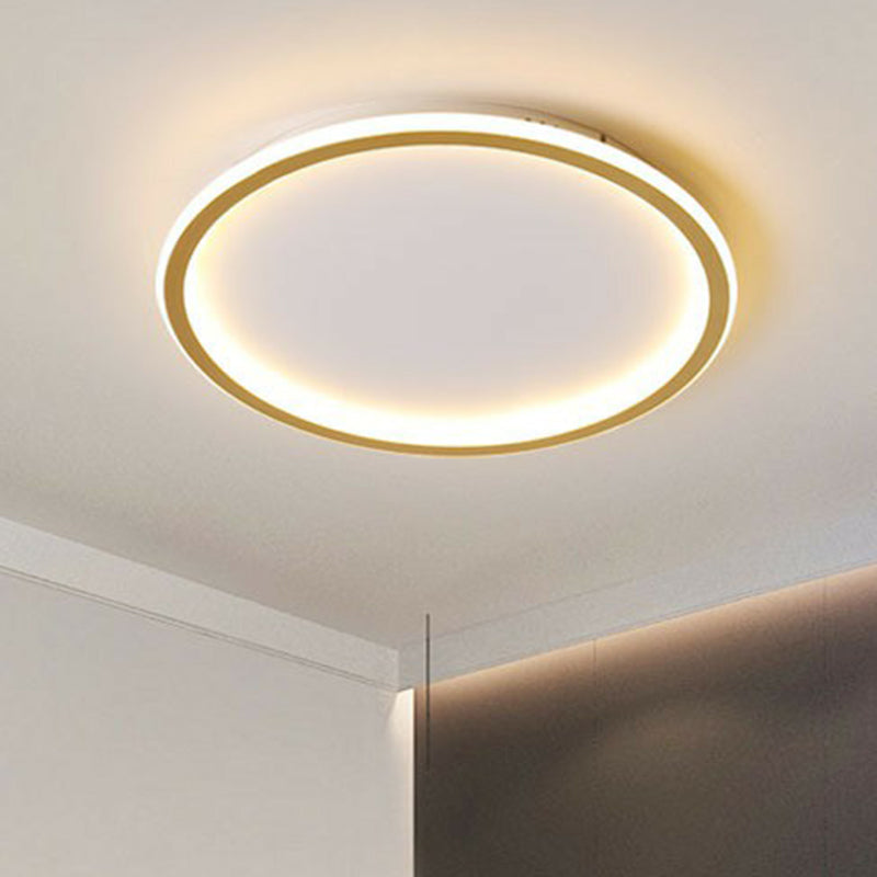 Modern Ultrathin Circle Flush Ceiling Light in Gold with LED for Living Room - Simplicity Series