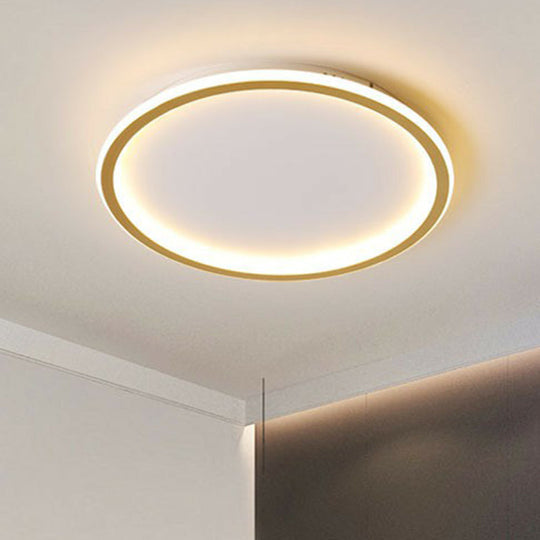 Modern Ultrathin Circle Flush Ceiling Light In Gold With Led For Living Room - Simplicity Series