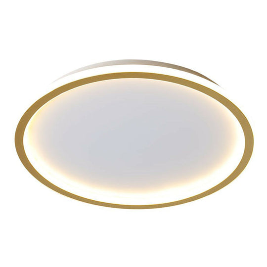 Modern Ultrathin Circle Flush Ceiling Light in Gold with LED for Living Room - Simplicity Series