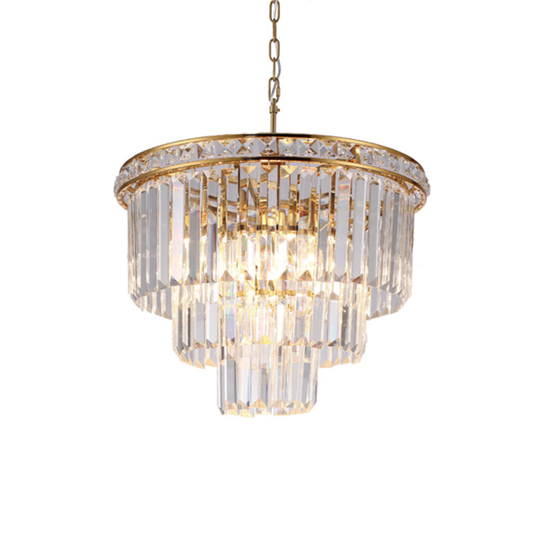 Modern Faceted Optical Crystal Chandelier Light With 6 Brass Lights - 19.5/23.5 Wide