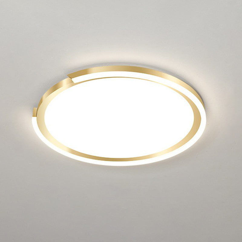 Modern Gold Led Flush Mount Ceiling Light - Simplicity Metallic Design Extra-Thin Circular Shape