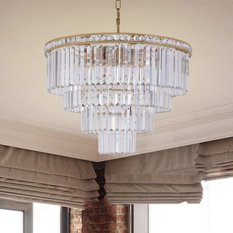 Modern Faceted Optical Crystal Chandelier Light With 6 Brass Lights - 19.5/23.5 Wide