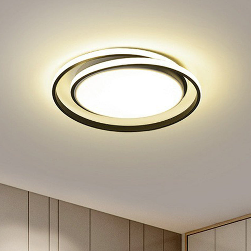 Simplicity Led Flush Mount Ceiling Light For Bedroom - Acrylic Round Design Black / 18 Natural