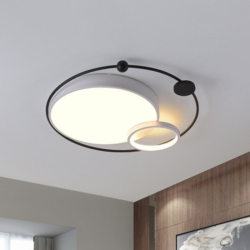 Modern Metal Led Flush Ceiling Light Fixture Planet Shaped For Bedroom