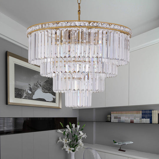 Modern Faceted Optical Crystal Chandelier Light With 6 Brass Lights - 19.5/23.5 Wide