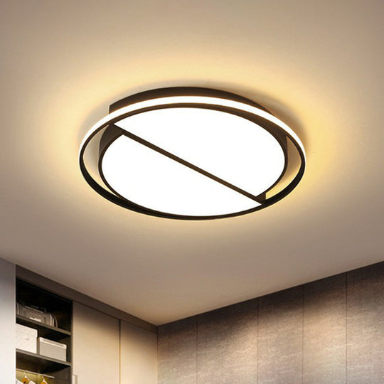 Modern Black Metal Led Ceiling Light For Study Room - Splicing Round Design / Third Gear