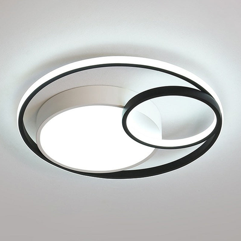 Contemporary Circle Acrylic Led Ceiling Light For Study Room Black / White