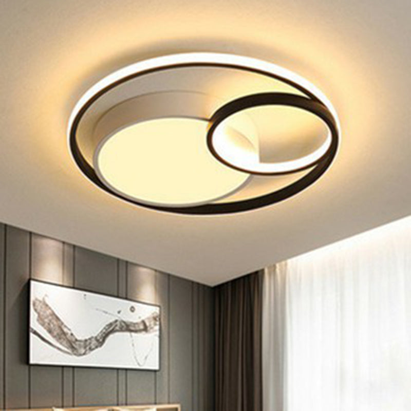 Contemporary Circle Acrylic Led Ceiling Light For Study Room Black / Warm