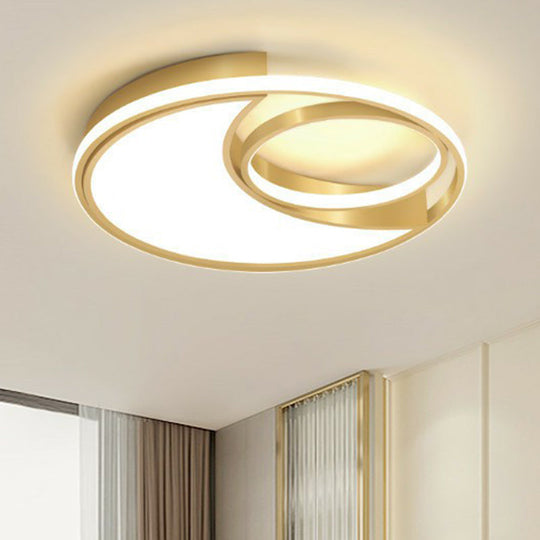 Minimalist Geometrical Flush Mount LED Lighting Fixture in Gold - Acrylic for Bedroom