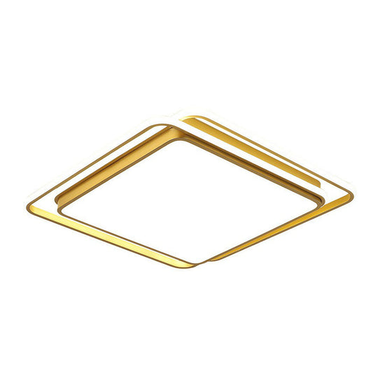 Minimalist Geometrical Flush Mount LED Lighting Fixture in Gold - Acrylic for Bedroom