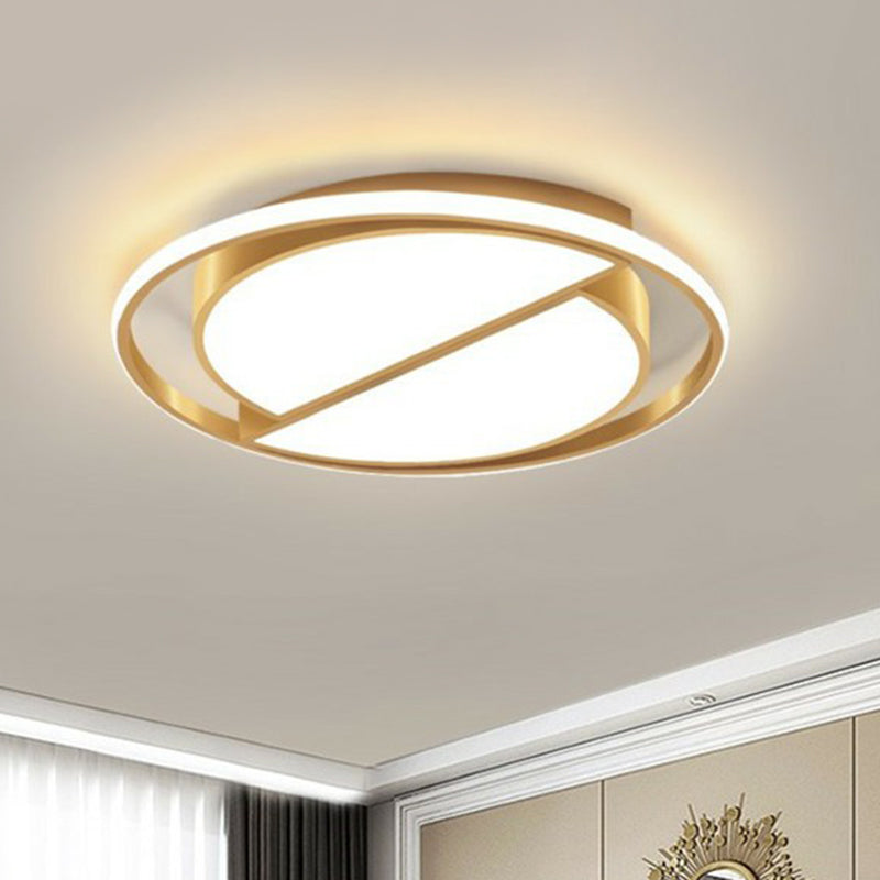 Minimalist Geometrical Flush Mount LED Lighting Fixture in Gold - Acrylic for Bedroom