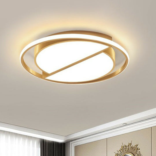 Minimalist Geometrical Flush Mount Led Lighting Fixture In Gold - Acrylic For Bedroom / Third Gear C