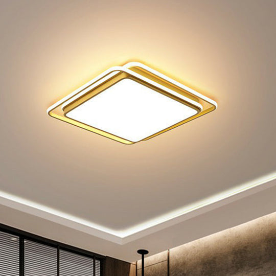 Minimalist Geometrical Flush Mount LED Lighting Fixture in Gold - Acrylic for Bedroom