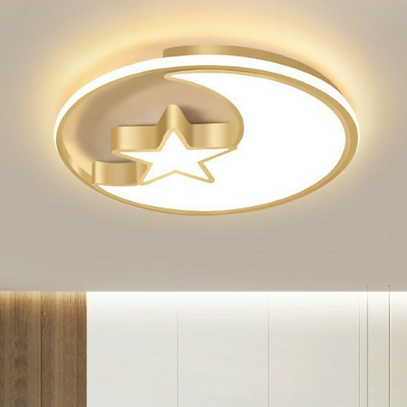 Minimalist Geometrical Flush Mount LED Lighting Fixture in Gold - Acrylic for Bedroom