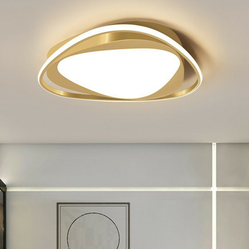 Minimalist Geometrical Flush Mount Led Lighting Fixture In Gold - Acrylic For Bedroom / Third Gear D