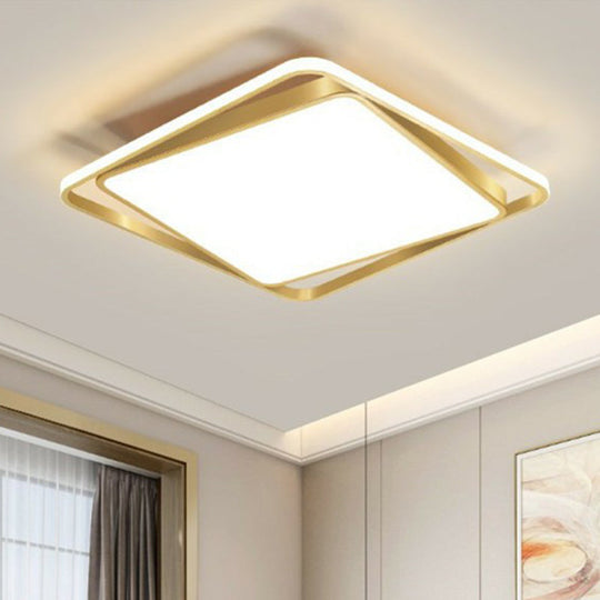 Minimalist Geometrical Flush Mount LED Lighting Fixture in Gold - Acrylic for Bedroom