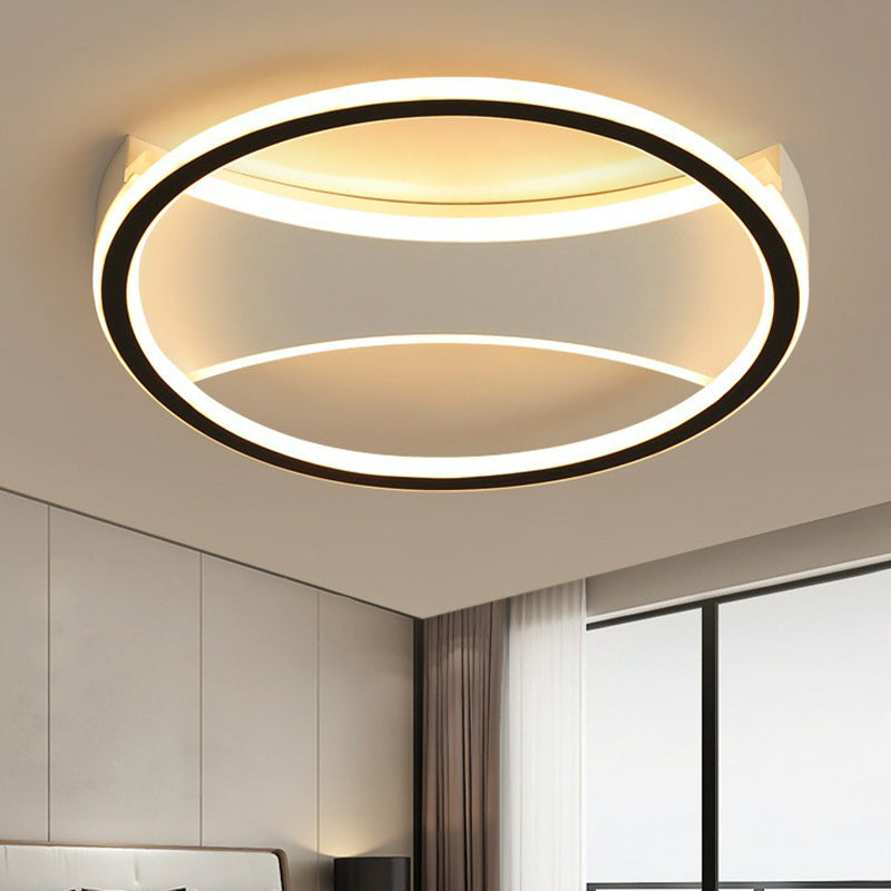 Contemporary Round Black Acrylic Led Flush Ceiling Light - Ultrathin & Stylish / Warm B