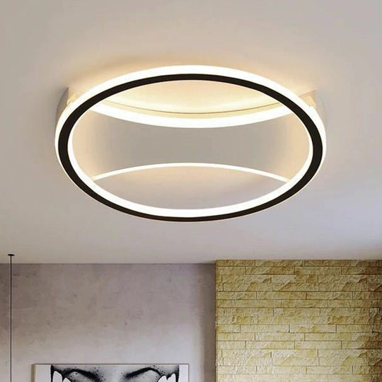 Plafonnier LED contemporain rond en acrylique noir - Ultra fin et élégant