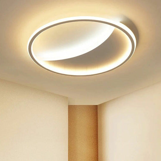 Contemporary Round Black Acrylic Led Flush Ceiling Light - Ultrathin & Stylish / Remote Control