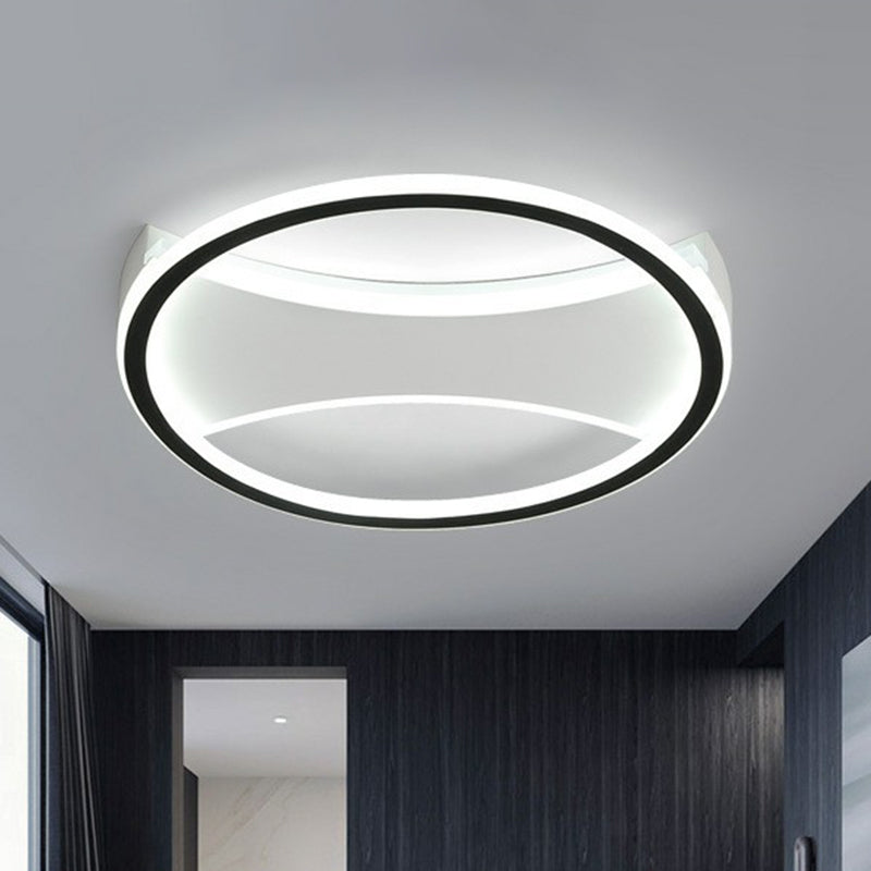 Plafonnier LED contemporain rond en acrylique noir - Ultra fin et élégant